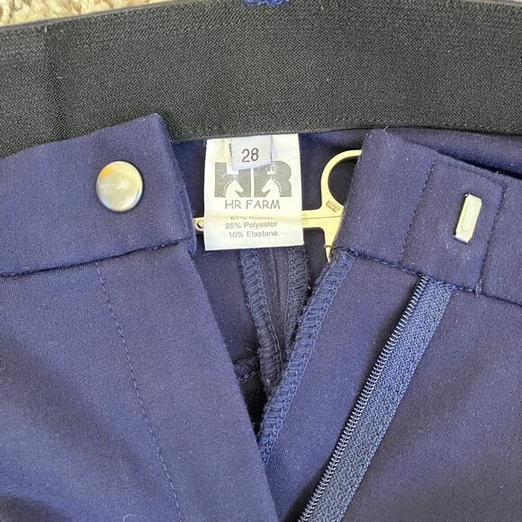 HR FARM Women’s Sz 28 Full Seat Silicone Grip Breeches Horse Riding Pants Navy - Picture 14 of 16